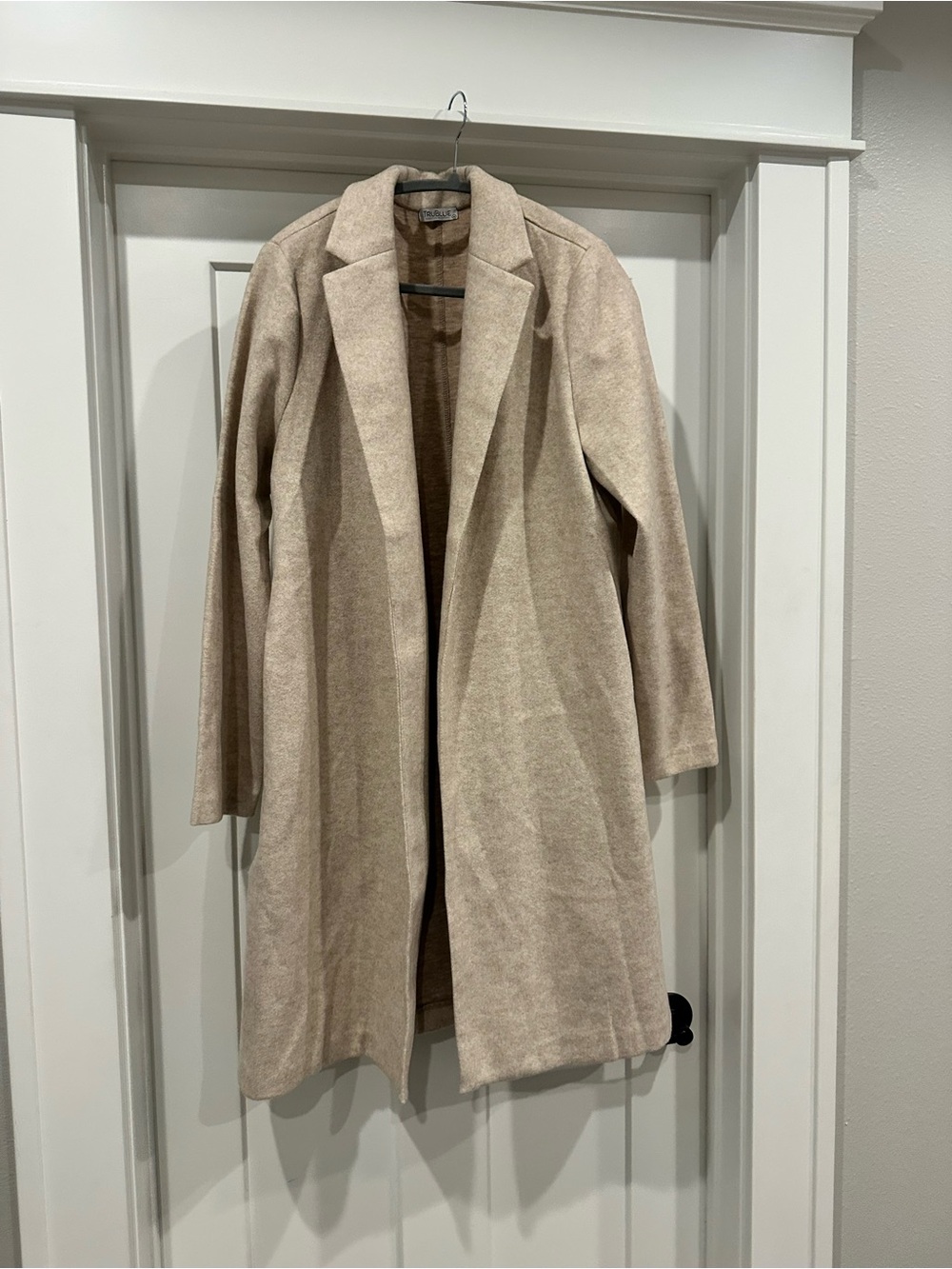 Wool Blend Long Coat in Light Taupe - Women's Jacket & Coat